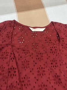 Chic Eyelet Long Sleeve Blouse