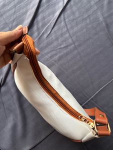 White &amp; Brown Shoulder Bag