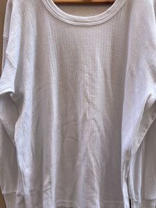 Classic White Ribbed Long Sleeve Top