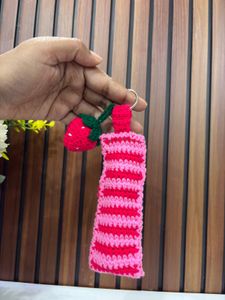 Crocheted Strawberry Lip Balm Holder