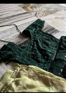 Green Sequin Lehenga Choli Set