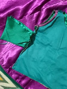 Gorgeous Green And Purple Ethnic Ghagra For Girl