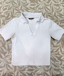Short Sleeve Polo Neck Top