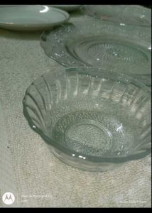 2 clear glass plate and bowl set