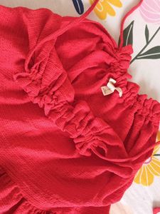 Vibrant Red Flowy Maxi Dress
