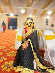 Elegant Black &amp; Gold Saree