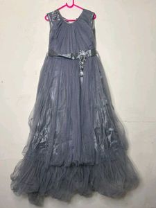 Elegant Blue Grey Sparkle Gown