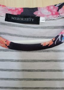 Striped Floral Sleeve Top Never Used