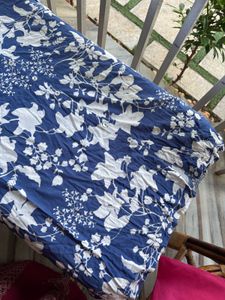 Blue &amp; White Floral Button-Up Shirt Max XL