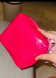 Hot Pink YSL Heart Pouch with Bow