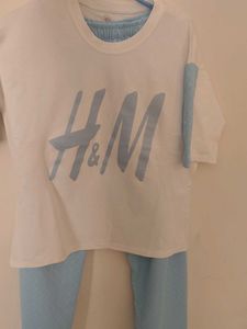 H&M Co-ord Set - White Top & Blue Lower