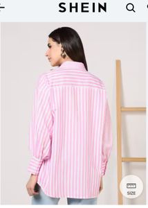 SHEEN Pink Striped Collared Shirt