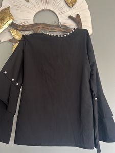Elegant Black Pearl Embellished Blouse
