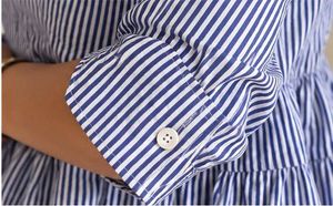 Chic Blue Striped Peplum Top