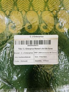 Elegant Green Silk Saree with Golden Border