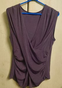 Elegant Purple Wrap Top
