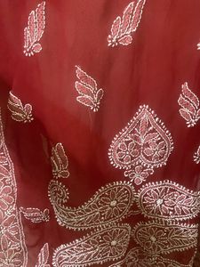 Maroon Chikankari Kurta worn once