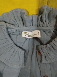 Blue Baby Set with Ruffled Collar