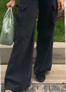 Wide Leg Cargo Pants Stonewashed