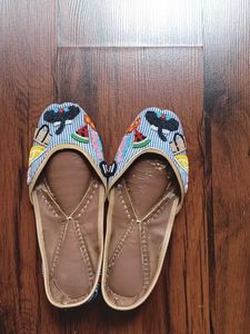 Embellished Striped Ballet Flats (Size 38)