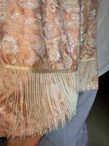 Designer Peach Embroidered Mini Dress
