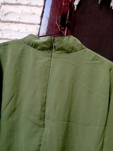 Chic Green Mock Neck Blouse