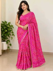 Vibrant Pink Bandhani Saree
