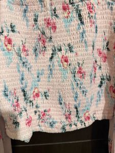 Floral Smocked Square Neck Top