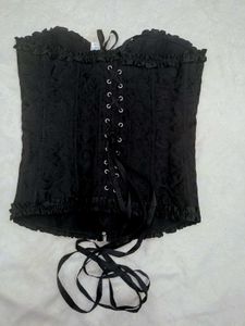 Black Brocade Corset with Ruffles