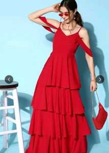 Chic Red Tiered Maxi Dress