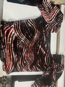 Stylish Velvet Print Blouse