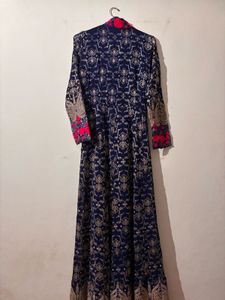 Elegant Navy Embroidered Gown.