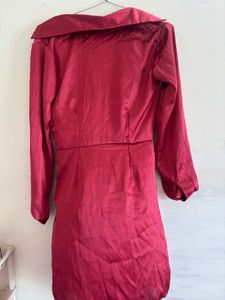 Elegant Satin Ruched Wrap Dress