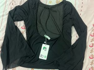Sheer backlesss Bell Sleeve Top