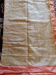 Banarsi Cream Saree with Pink Border