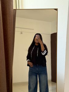 Black Hoodie with Graphic Drawstrings