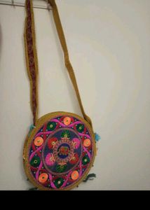 Boho Round Embroidered Sling Bag