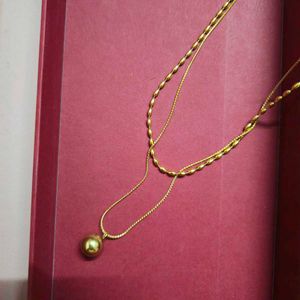 Double Layered Ball Anti Tarnish Gold Necklace