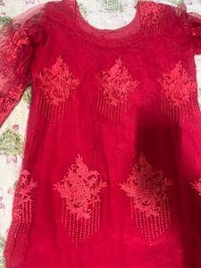 Elegant Red Embroidered Kurta