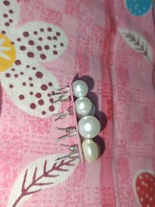 4 Set of Pearl Stud Earrings