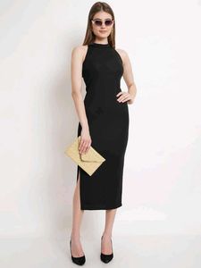 Elegant Black High Neck Maxi Dress