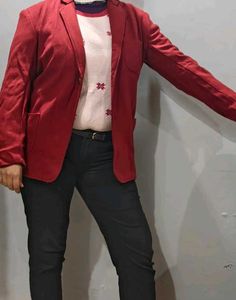 Red Casual Blazer