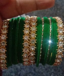 Green Kundan Bangles(pack of 26)