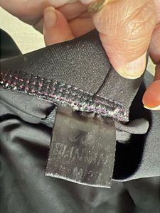 Black gym capri with Purple Stitching