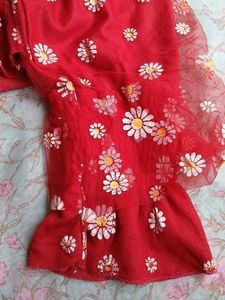 Red Floral Off-Shoulder Top