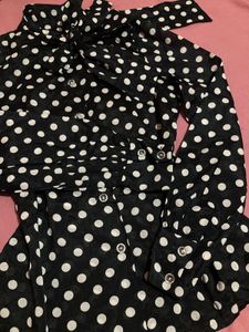 Chic Polka Dot Bow Blouse