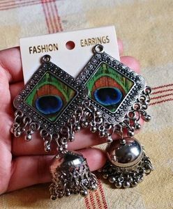 Peacock Design Oxidized Silver Necklace Set
