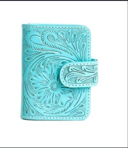 Turquoise Embossed Floral Wallet Unisex
