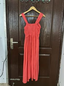 GAP Coral Smocked Maxi Dress