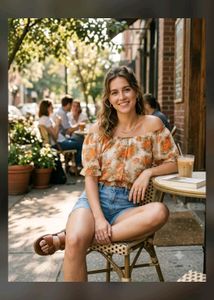 Off-Shoulder Floral Print Blouse